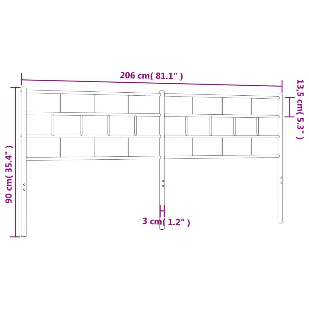 vidaXL Kopfteil Metall Schwarz 200 cm