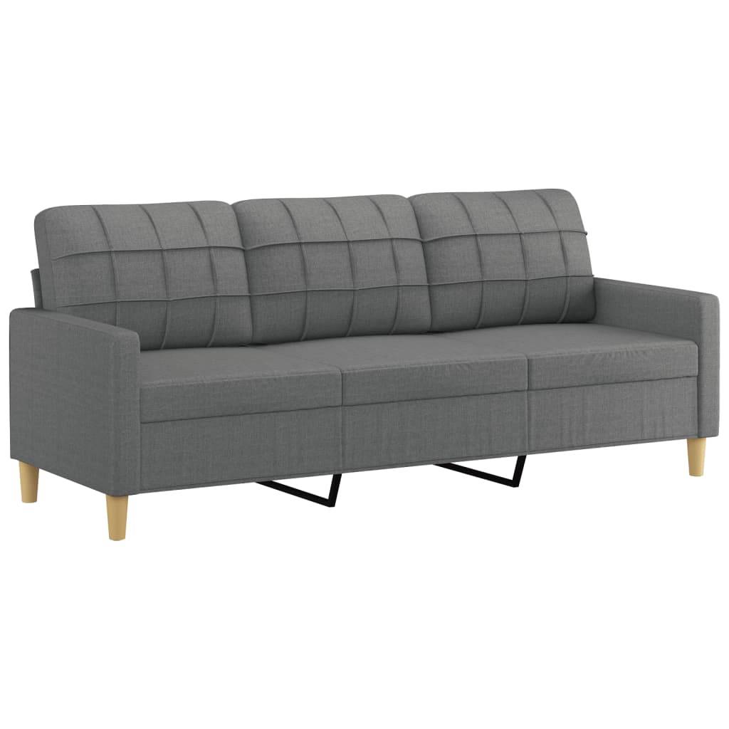 vidaXL 3-Sitzer-Sofa mit Zierkissen Dunkelgrau 180 cm Stoff