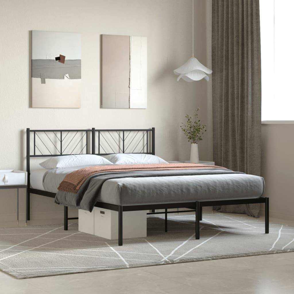 vidaXL Bettgestell mit Kopfteil Metall Schwarz 120x190 cm