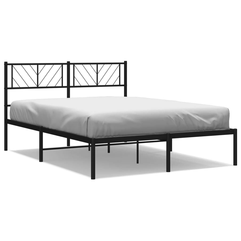 vidaXL Bettgestell mit Kopfteil Metall Schwarz 120x190 cm