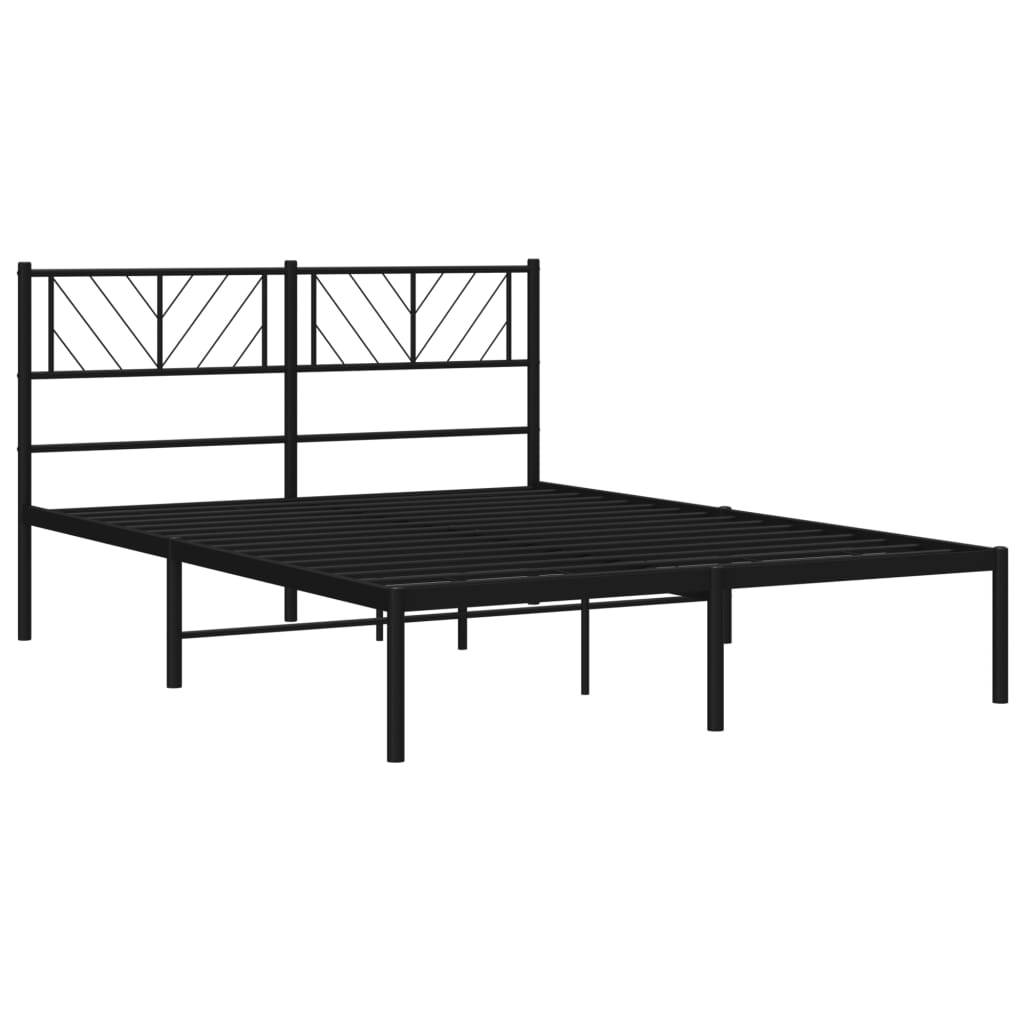 vidaXL Bettgestell mit Kopfteil Metall Schwarz 120x190 cm