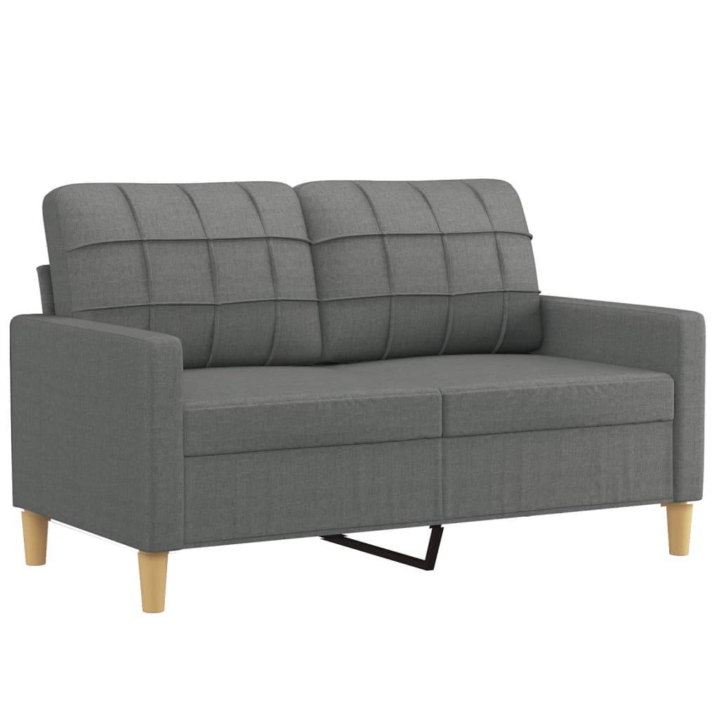 vidaXL 4-tlg. Sofagarnitur mit Kissen Dunkelgrau Stoff