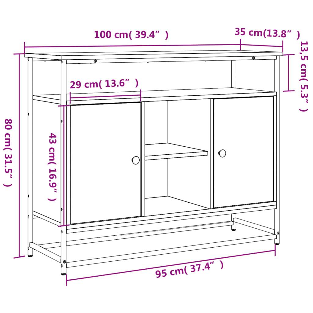 vidaXL Sideboard Sonoma-Eiche 100x35x80 cm Holzwerkstoff