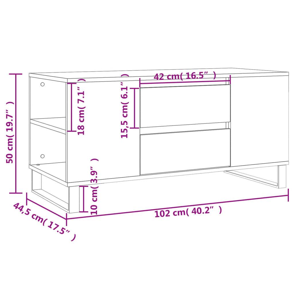 vidaXL Couchtisch Sonoma-Eiche 102x44,5x50 cm Holzwerkstoff