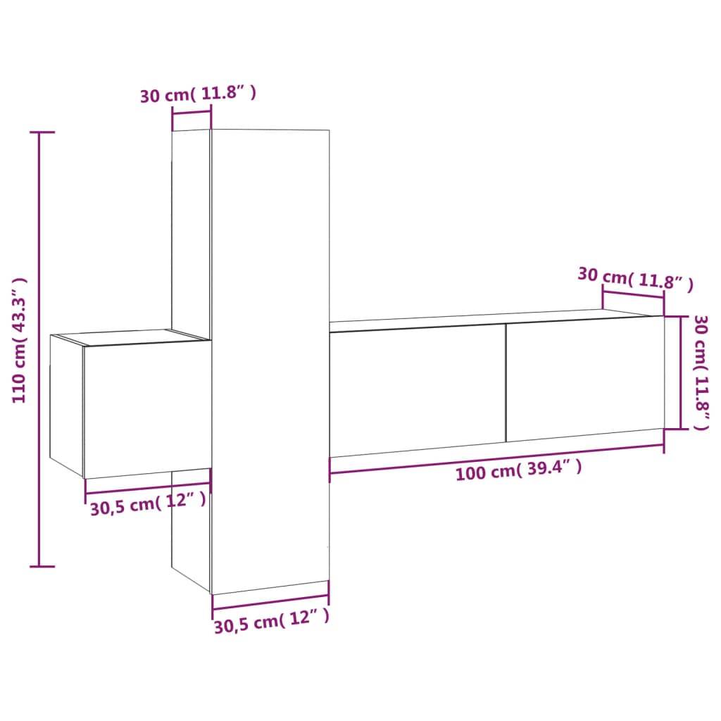 vidaXL 3-tlg. TV-Schrank-Set Räuchereiche Holzwerkstoff