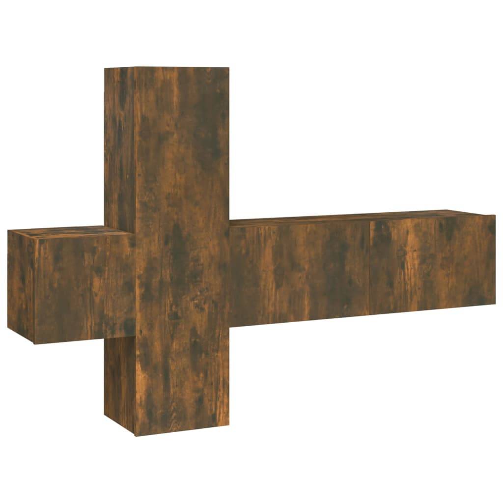 vidaXL 3-tlg. TV-Schrank-Set Räuchereiche Holzwerkstoff