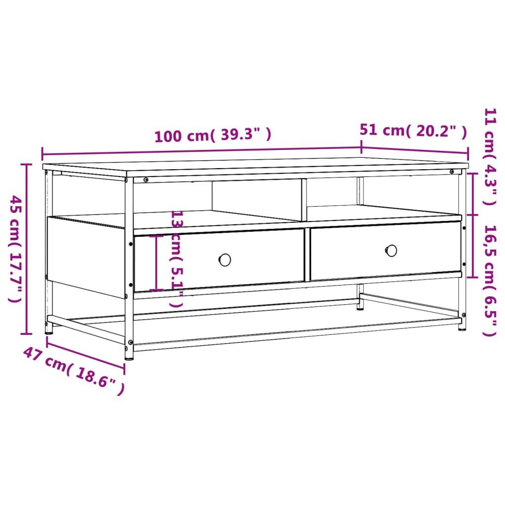 vidaXL Couchtisch Räuchereiche 100x51x45 cm Holzwerkstoff
