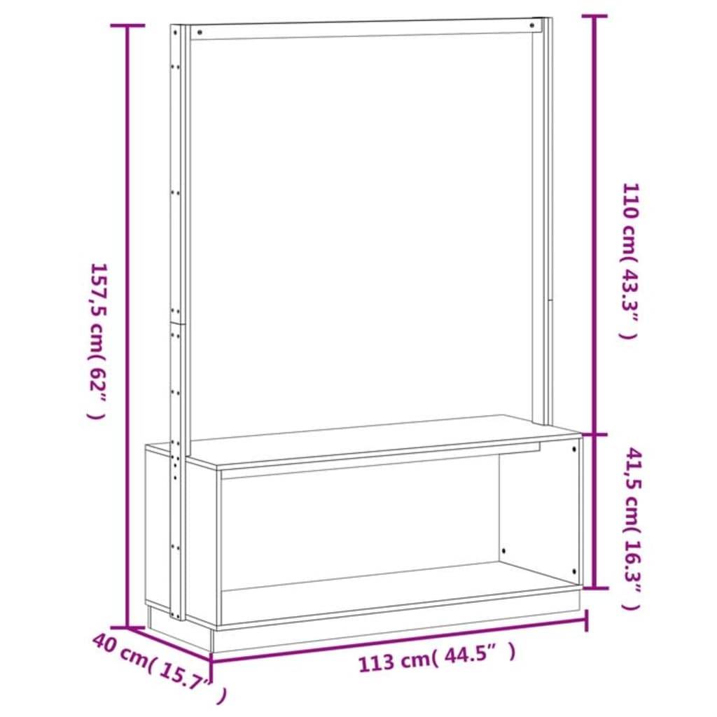 vidaXL Kleiderständer mit Schuhablage Weiß 113x40x157,5 cm Kiefernholz