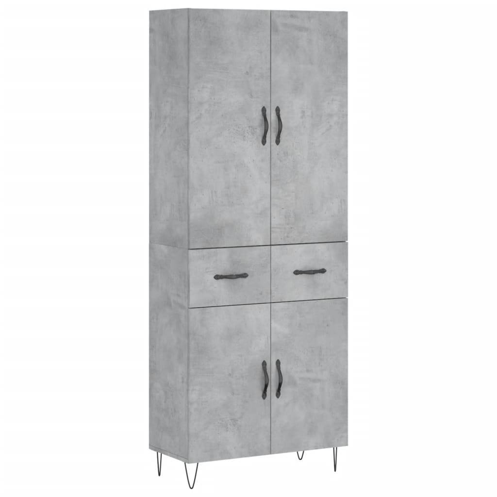 vidaXL Highboard Betongrau 69,5x34x180 cm Holzwerkstoff