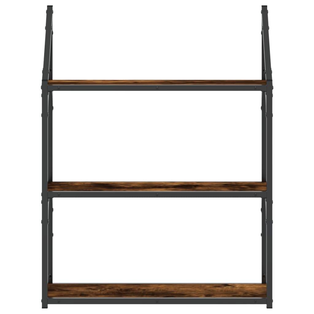 vidaXL Wandregal 3 Fächer Räuchereiche 60x21x78,5 cm Holzwerkstoff