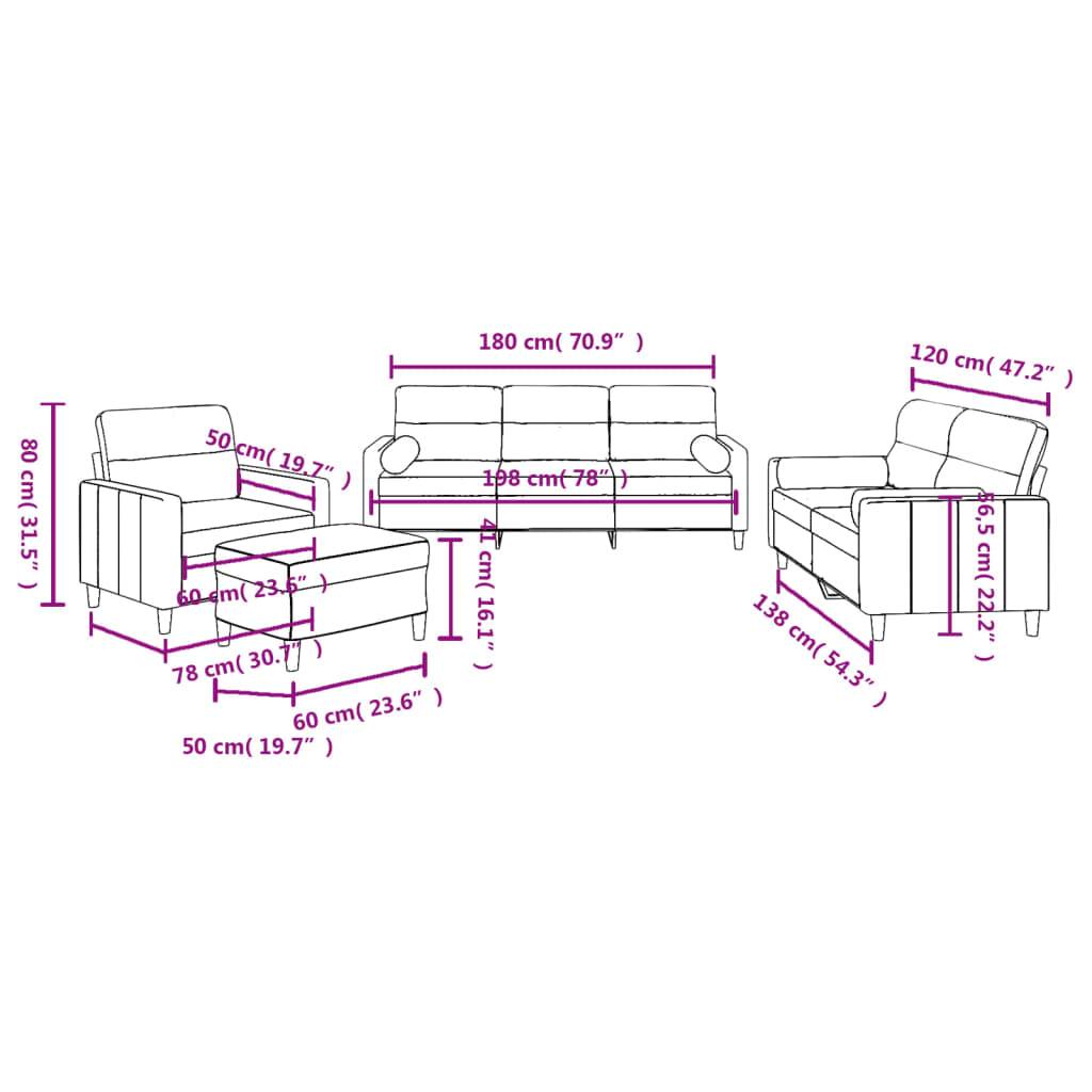 vidaXL 4-tlg. Sofagarnitur mit Kissen Taupe Stoff