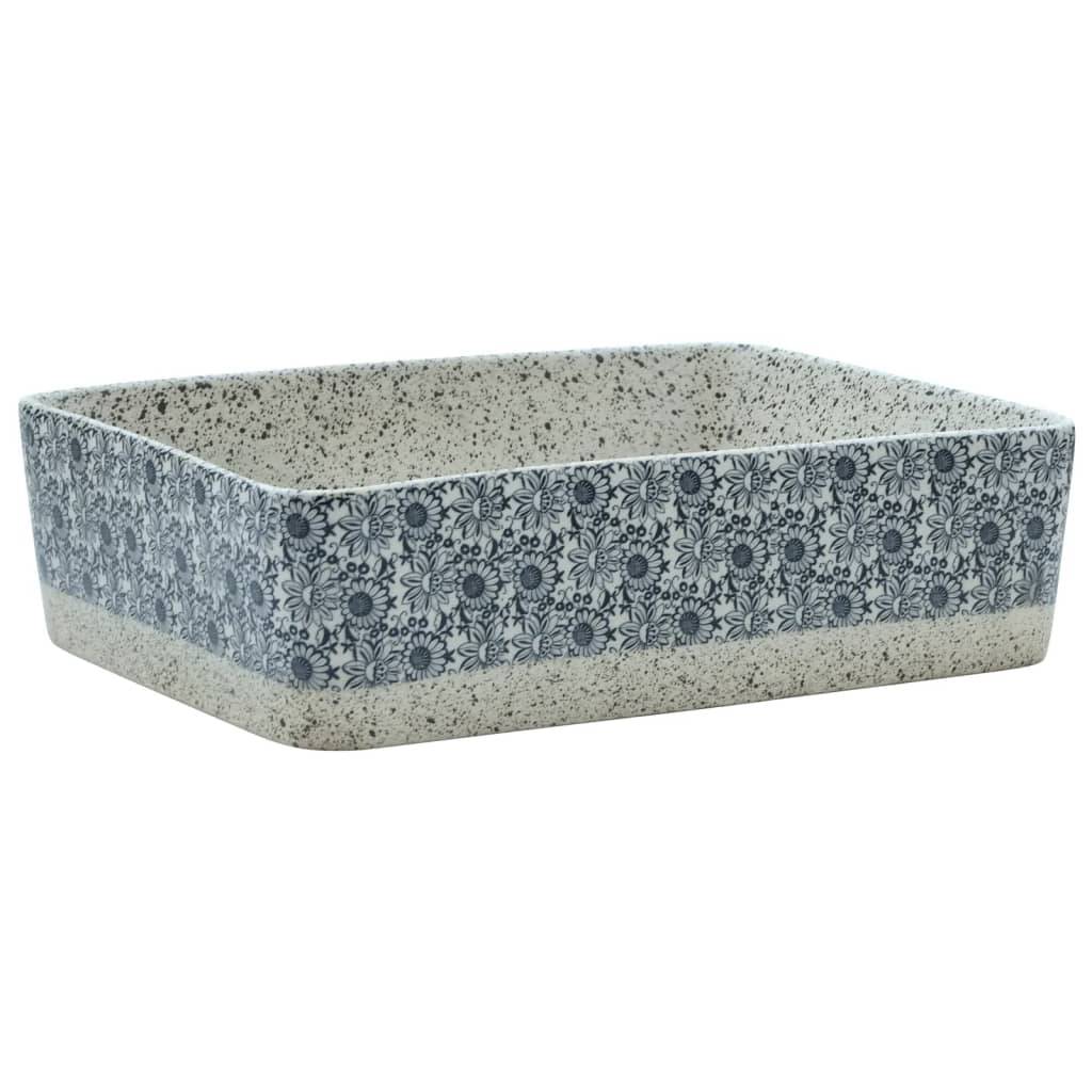 vidaXL Aufsatzwaschbecken Grau Blau Rechteckig 46x35,5x13cm Keramik