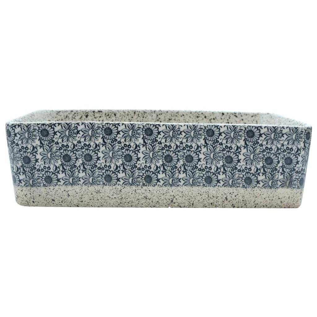 vidaXL Aufsatzwaschbecken Grau Blau Rechteckig 46x35,5x13cm Keramik