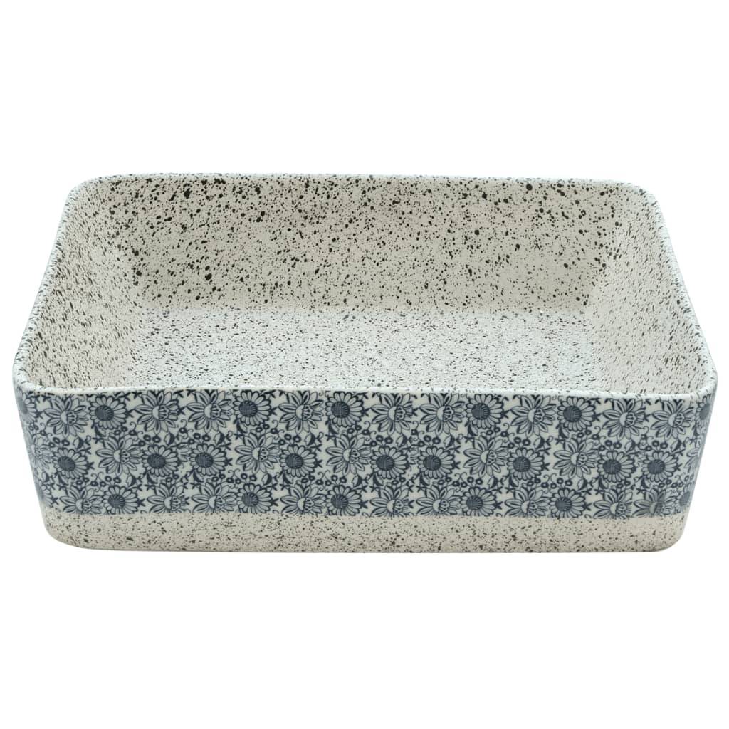 vidaXL Aufsatzwaschbecken Grau Blau Rechteckig 46x35,5x13cm Keramik