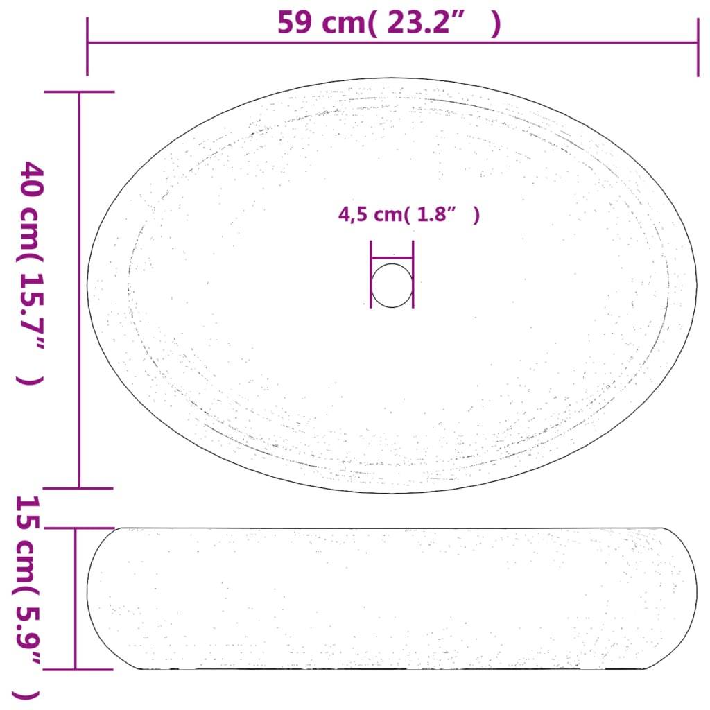 vidaXL Aufsatzwaschbecken Mehrfarbig Oval 59x40x15 cm Keramik