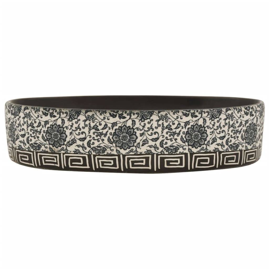 vidaXL Aufsatzwaschbecken Schwarz Blau Oval 56,5x36,5x13,5 cm Keramik