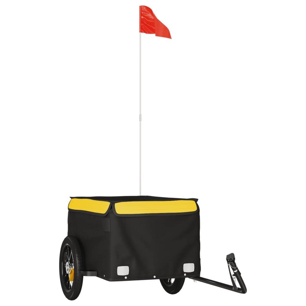 vidaXL Fahrradanhänger Schwarz und Gelb 30 kg Eisen