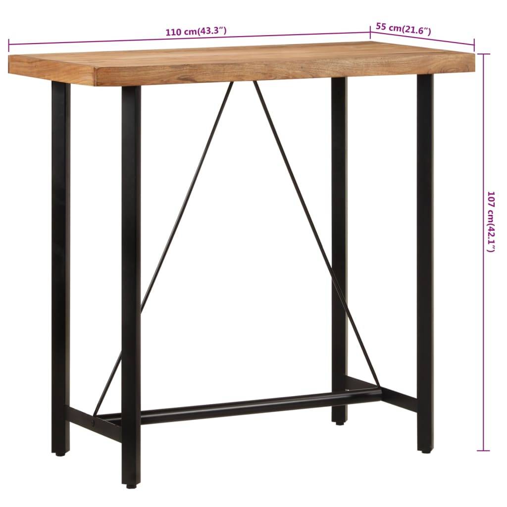 vidaXL Bartisch 110x55x107 cm Massivholz Akazie und Eisen