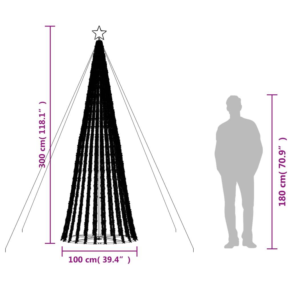 vidaXL LED Weihnachtsbaum 688 LEDs Mehrfarbig 300 cm