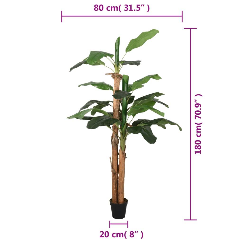 vidaXL Bananenbaum Künstlich 19 Blätter 180 cm Grün