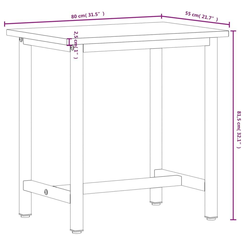 vidaXL Werkbank 80x55x81,5 cm Massivholz Buche und Metall