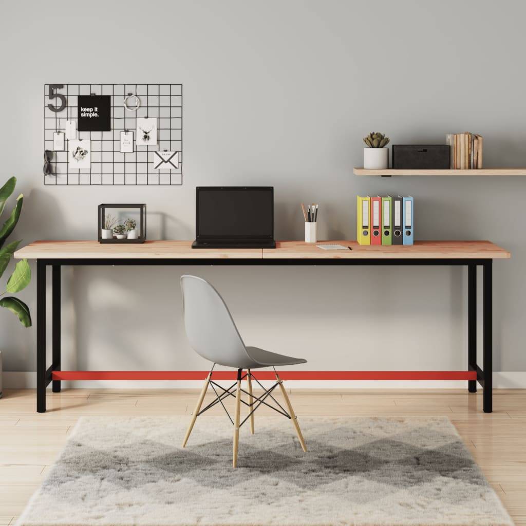 vidaXL Werkbank 220x55x81,5 cm Massivholz Buche und Metall