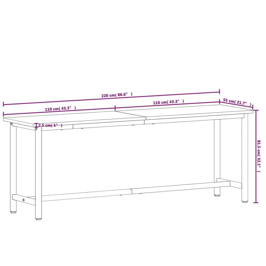 vidaXL Werkbank 220x55x81,5 cm Massivholz Buche und Metall