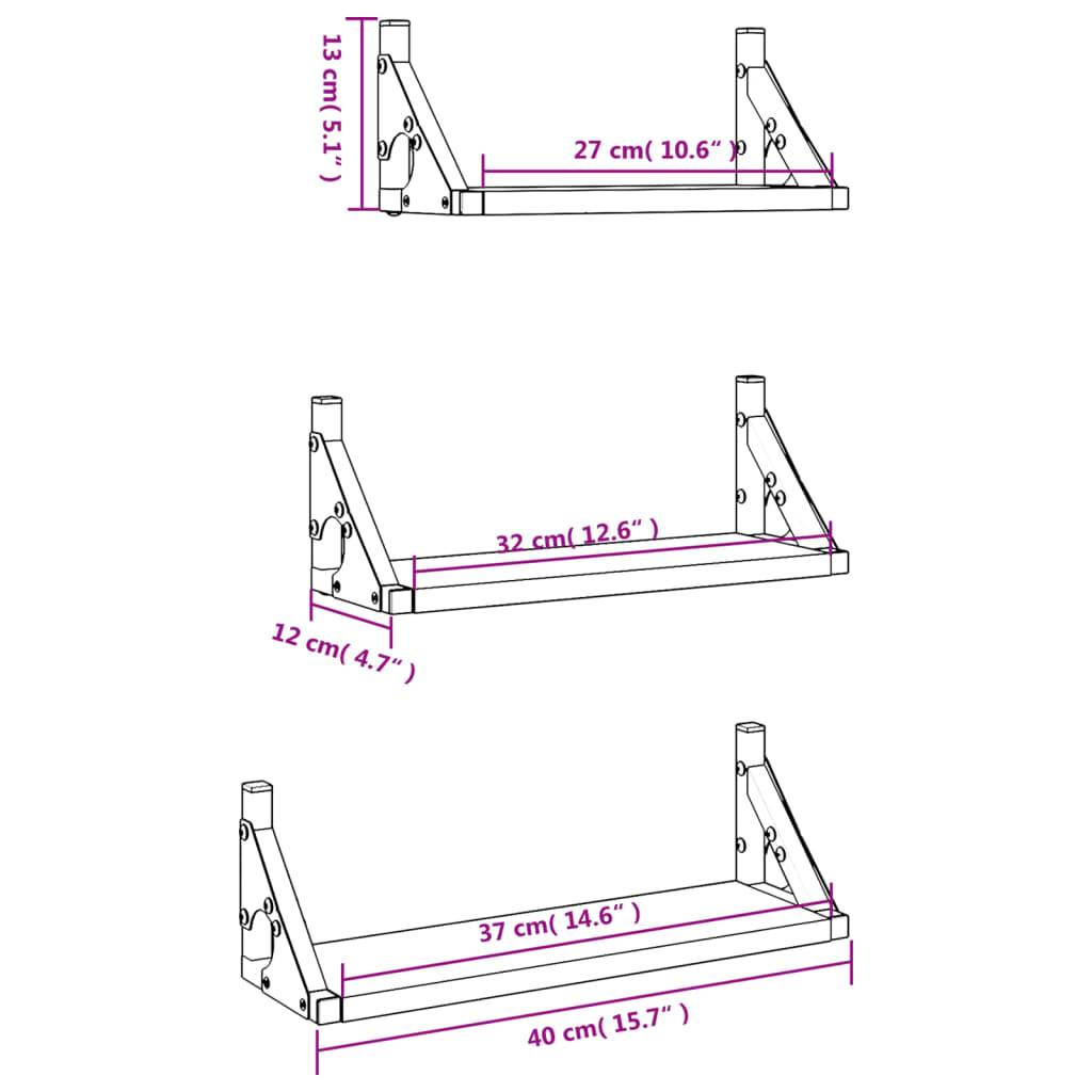 vidaXL 3-tlg. Wandregal-Set Räuchereiche Holzwerkstoff