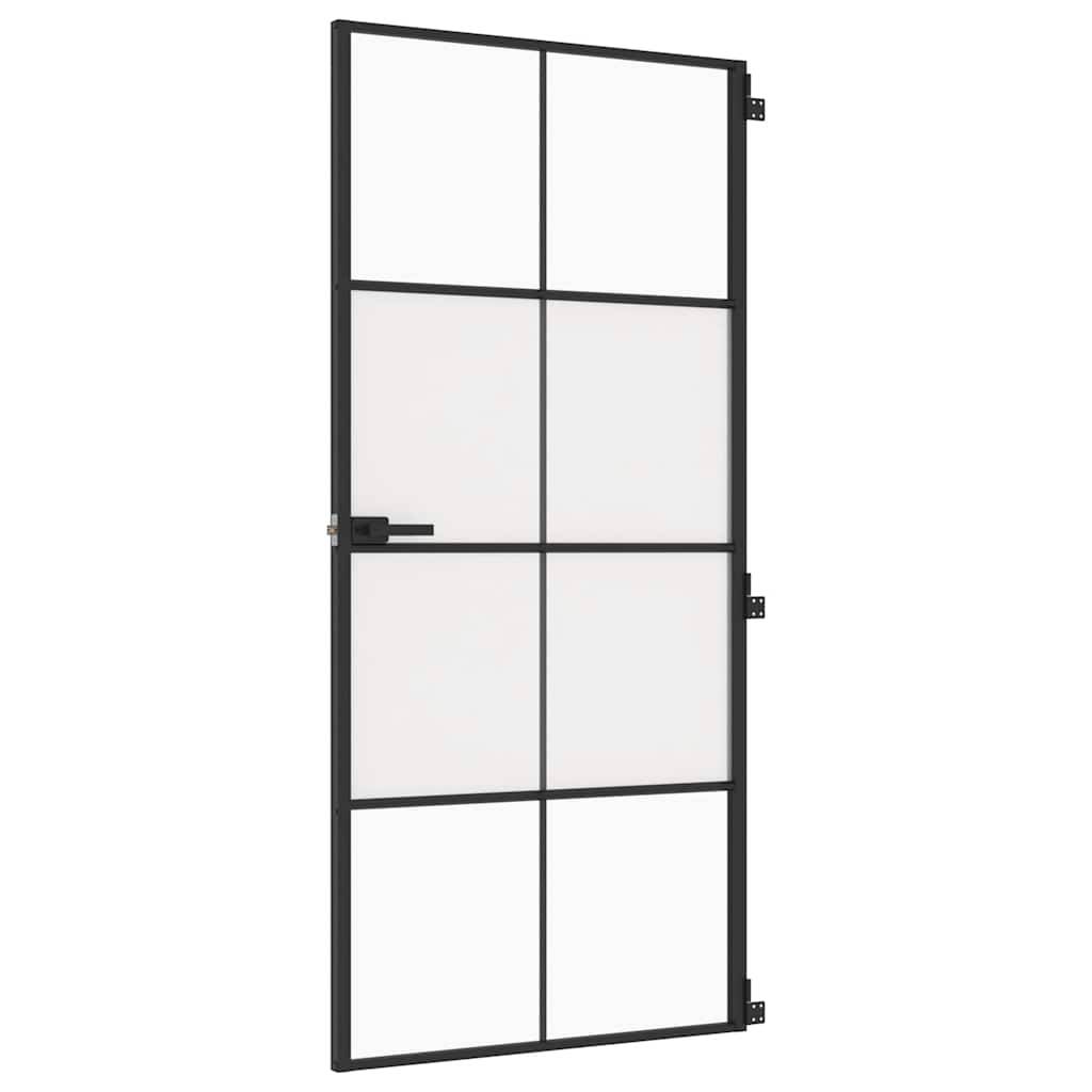 vidaXL Innentür Schlank Schwarz 93x201,5 cm Hartglas & Aluminium