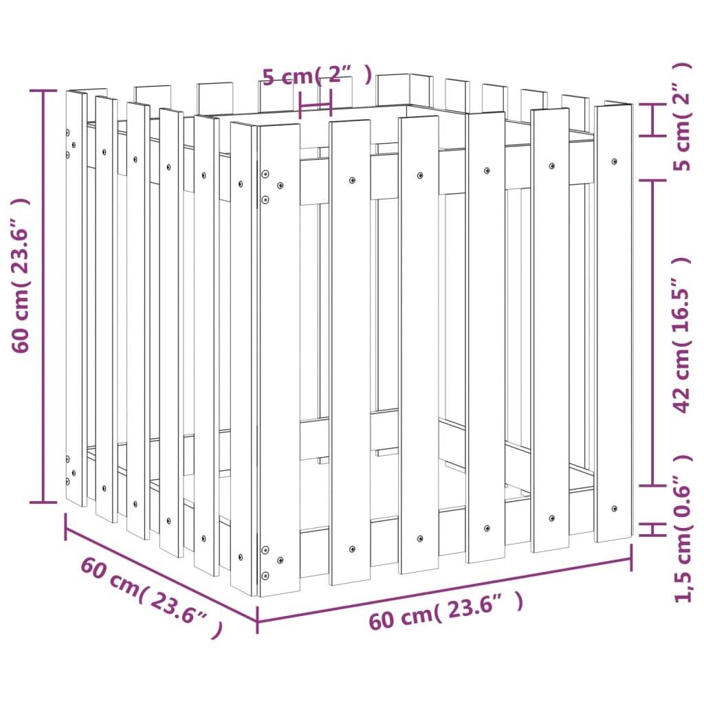 vidaXL Pflanzkübel Lattenzaun-Design 60x60x60 cm Massivholz Douglasie