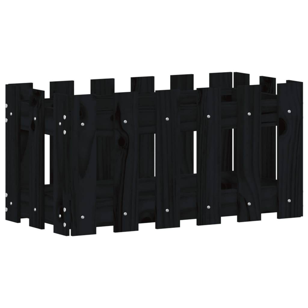vidaXL Pflanzkübel Lattenzaun-Design Schwarz 60x30x30 cm Kiefernholz