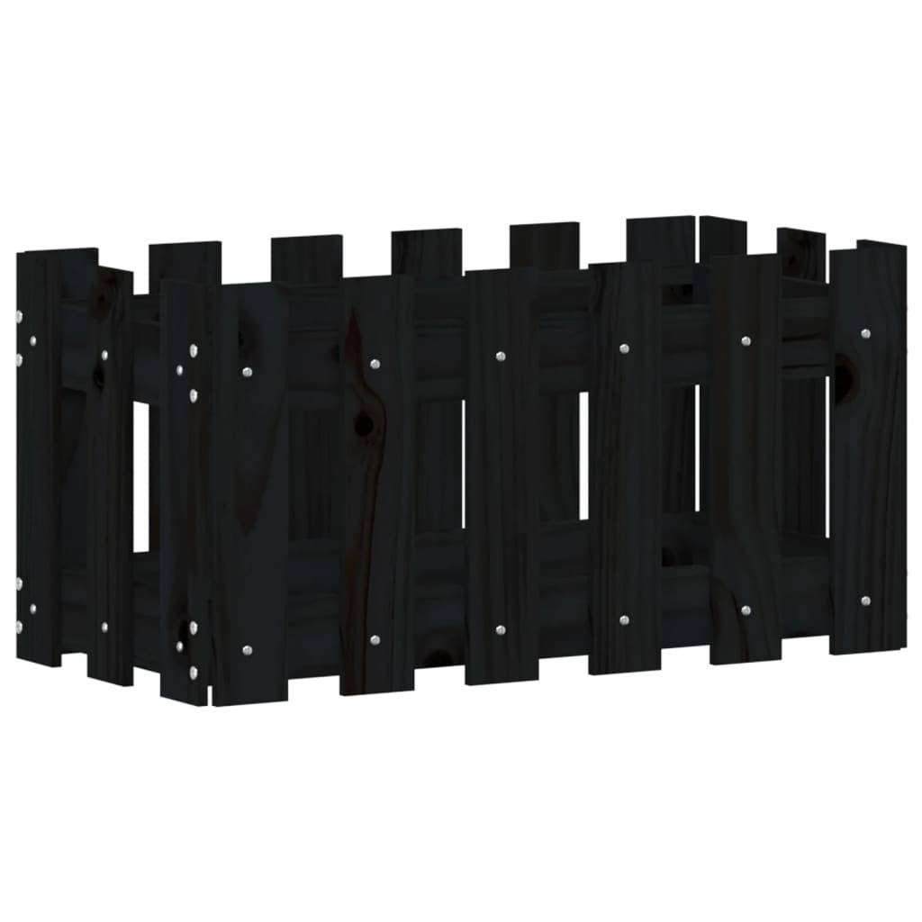 vidaXL Pflanzkübel Lattenzaun-Design Schwarz 60x30x30 cm Kiefernholz