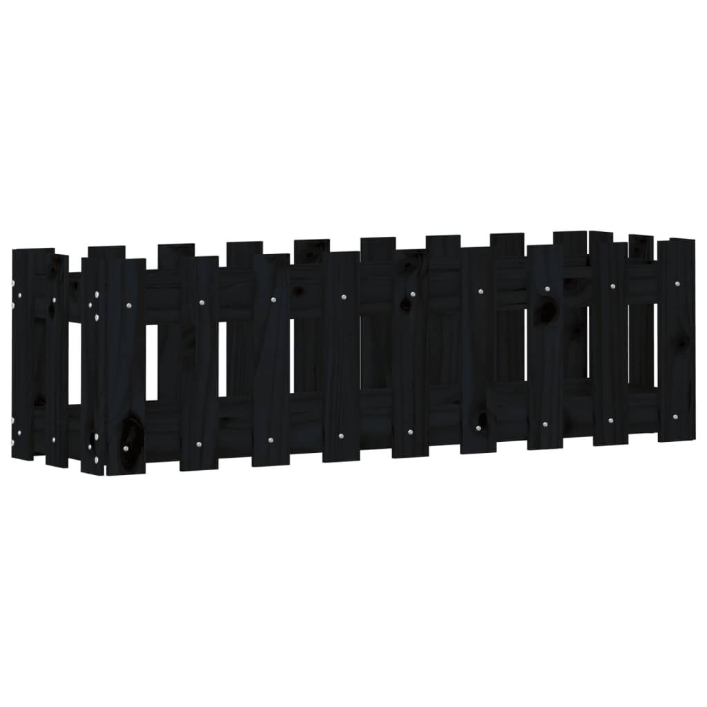 vidaXL Hochbeet Latten-Design Schwarz 100x30x30 cm Massivholz Kiefer