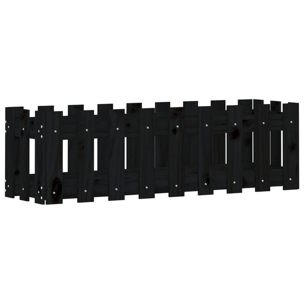 vidaXL Hochbeet Latten-Design Schwarz 100x30x30 cm Massivholz Kiefer