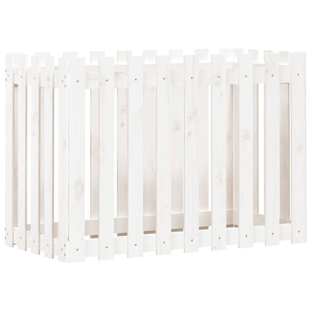 vidaXL Hochbeet Lattenzaun-Design Weiß 100x50x70 cm Massivholz Kiefer