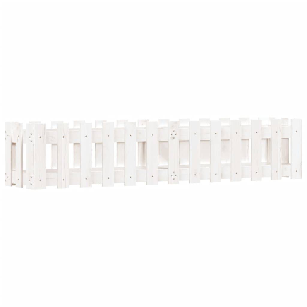vidaXL Hochbeet Lattenzaun-Design Weiß 150x30x30 cm Massivholz Kiefer