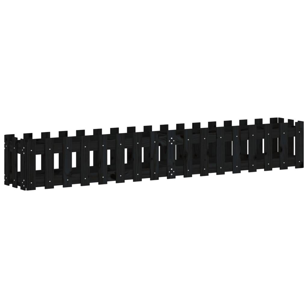 vidaXL Hochbeet Latten-Design Schwarz 200x30x30 cm Massivholz Kiefer
