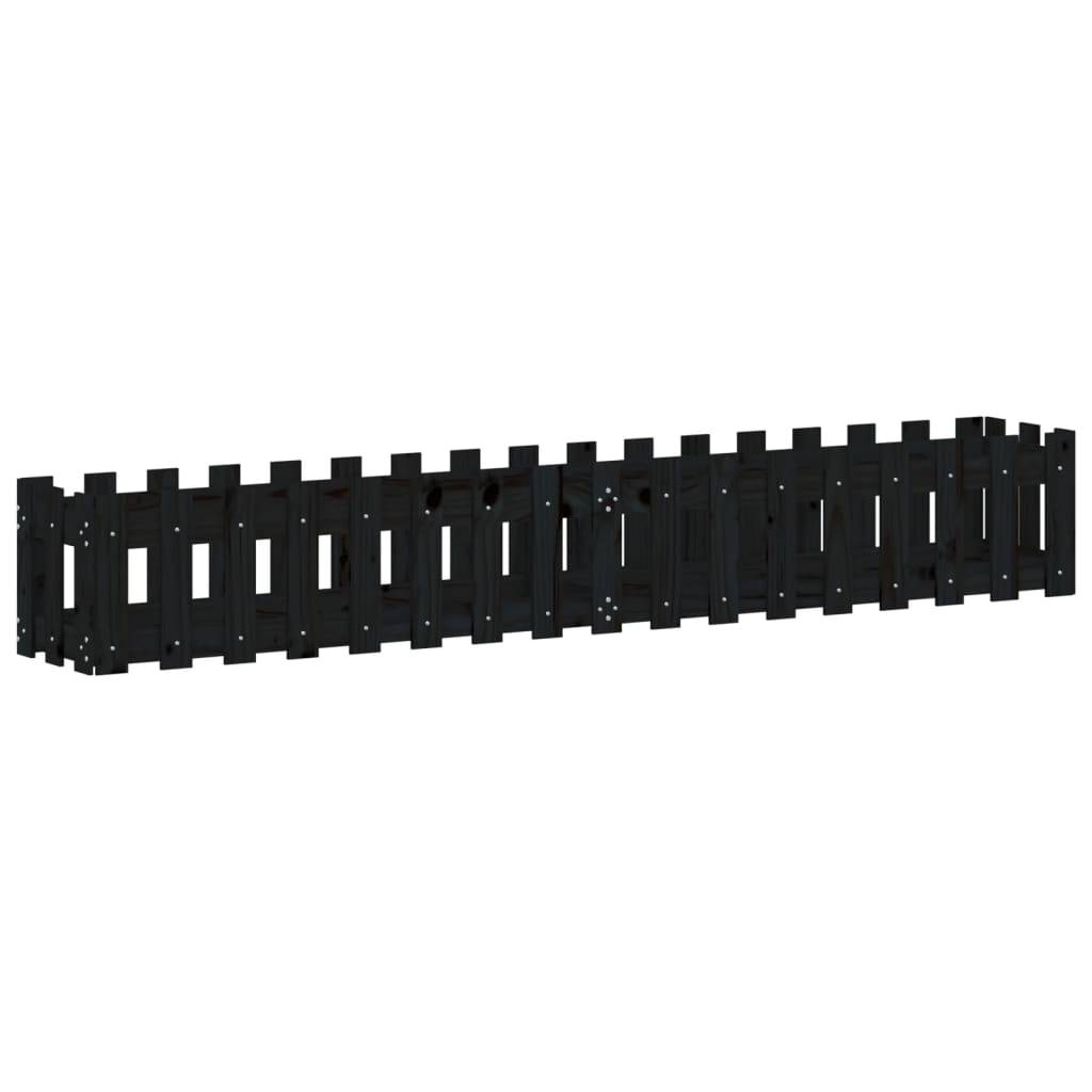 vidaXL Hochbeet Latten-Design Schwarz 200x30x30 cm Massivholz Kiefer