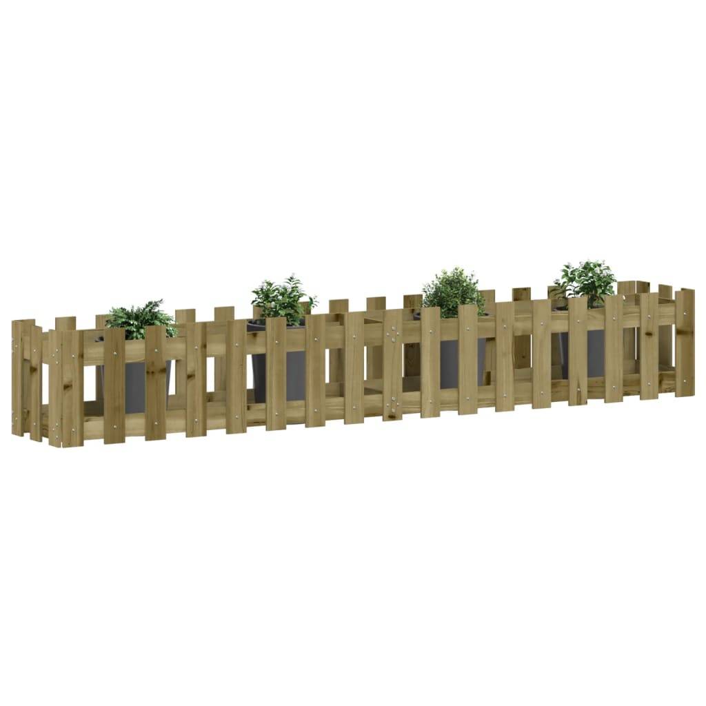 vidaXL Hochbeet Lattenzaun-Design 200x30x30 cm Kiefernholz Imprägniert