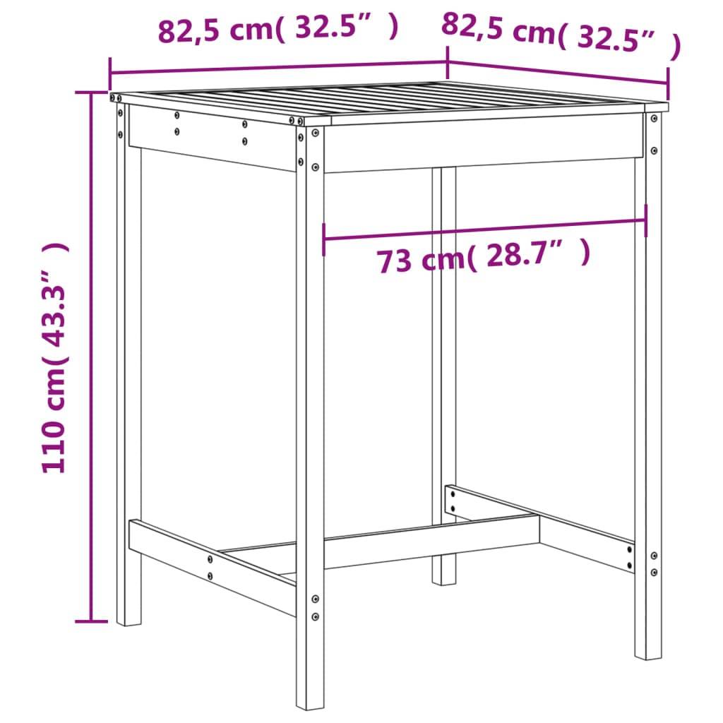 vidaXL 3-tlg. Gartenbar-Set Grau Massivholz Kiefer