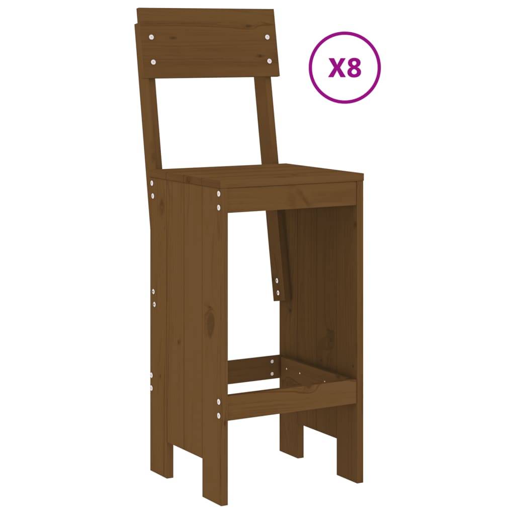 vidaXL 9-tlg. Gartenbar-Set Honigbraun Massivholz Kiefer