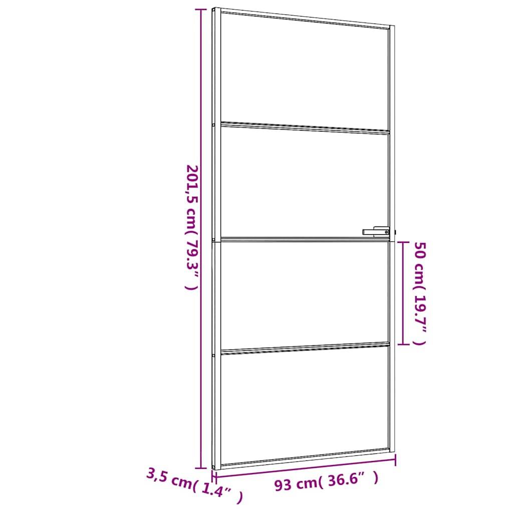 vidaXL Innentür Schlank Schwarz 93x201,5 cm Hartglas & Aluminium