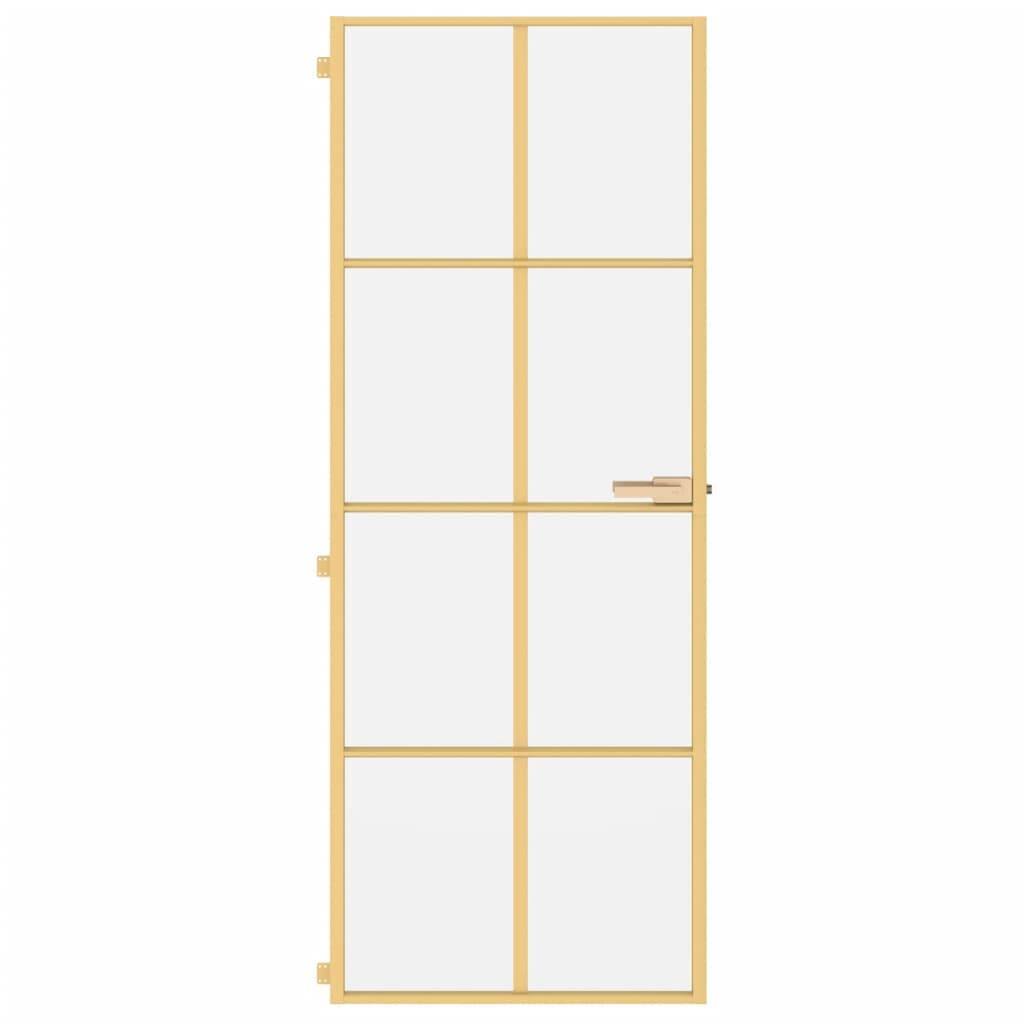 vidaXL Innentür Schlank Golden 76x201,5 cm Hartglas und Aluminium
