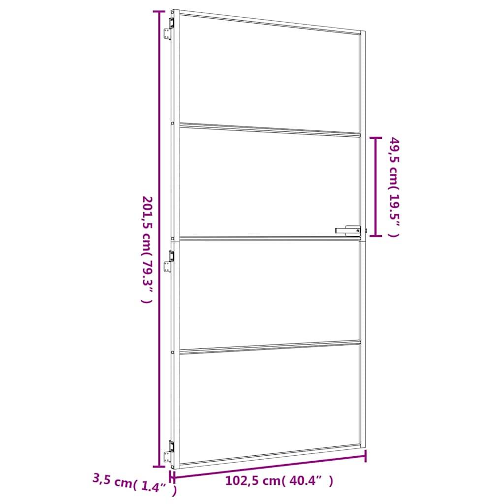 vidaXL Innentür Schlank Golden 102,5x201,5 cm Hartglas und Aluminium