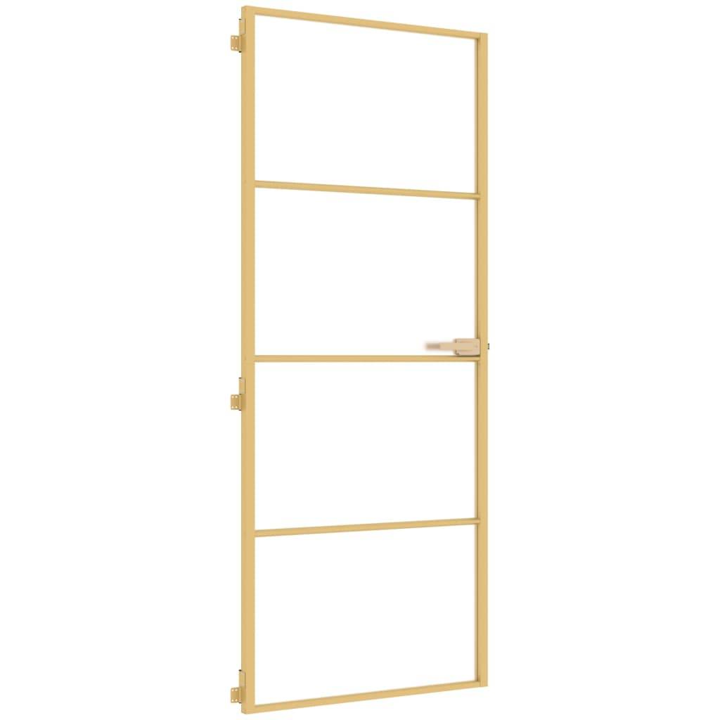 vidaXL Innentür Schlank Golden 83x201,5 cm Hartglas und Aluminium