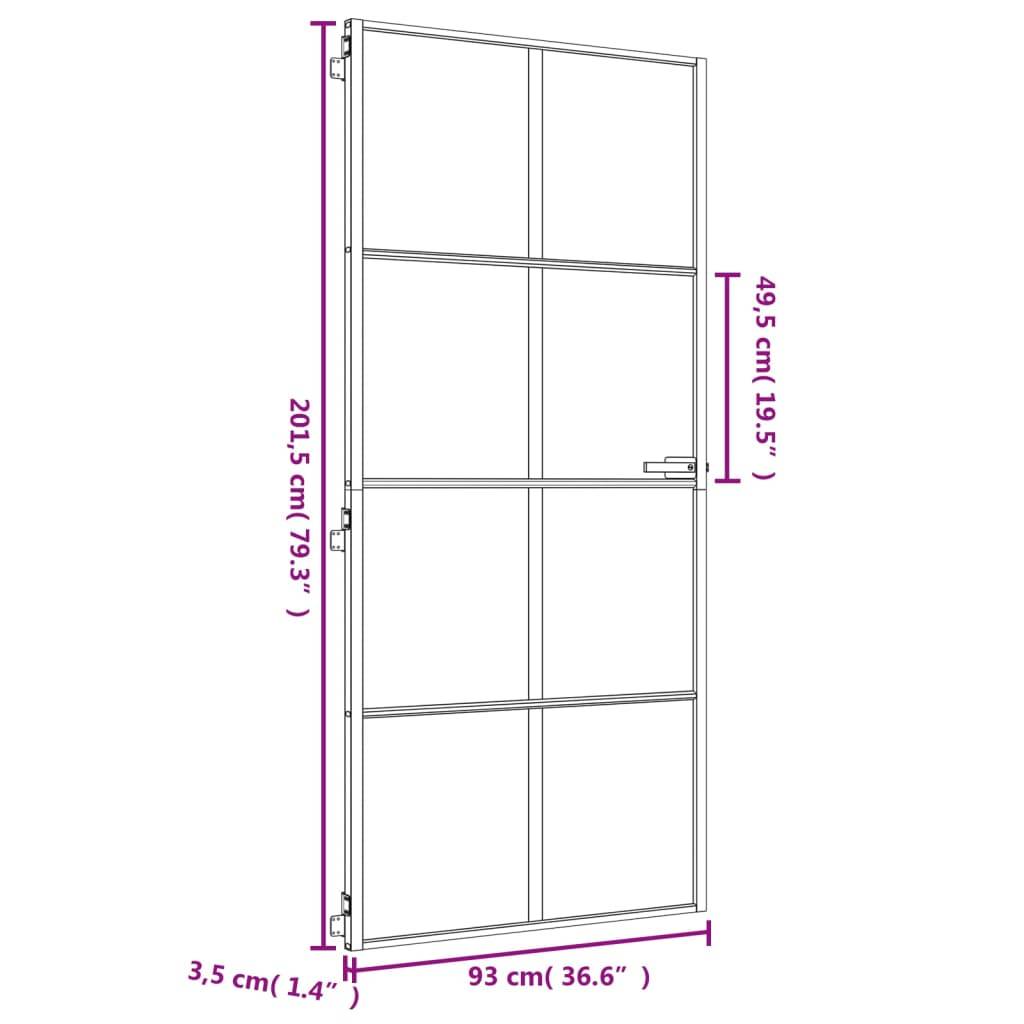vidaXL Innentür Schlank Golden 93x201,5 cm Hartglas und Aluminium