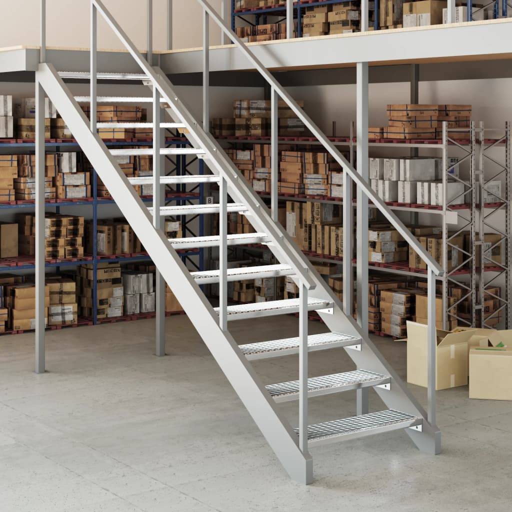 vidaXL Gitterroststufe 80x24x7 cm Verzinkter Stahl