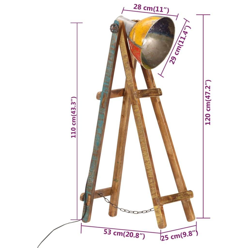 vidaXL Stehlampe Mehrfarbig E27 Massivholz Mango