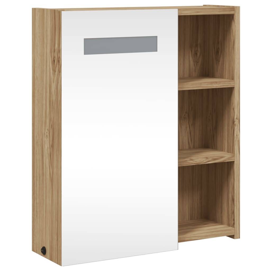 vidaXL Spiegelschrank mit LED-Beleuchtung Eichenoptik 45x13x52 cm