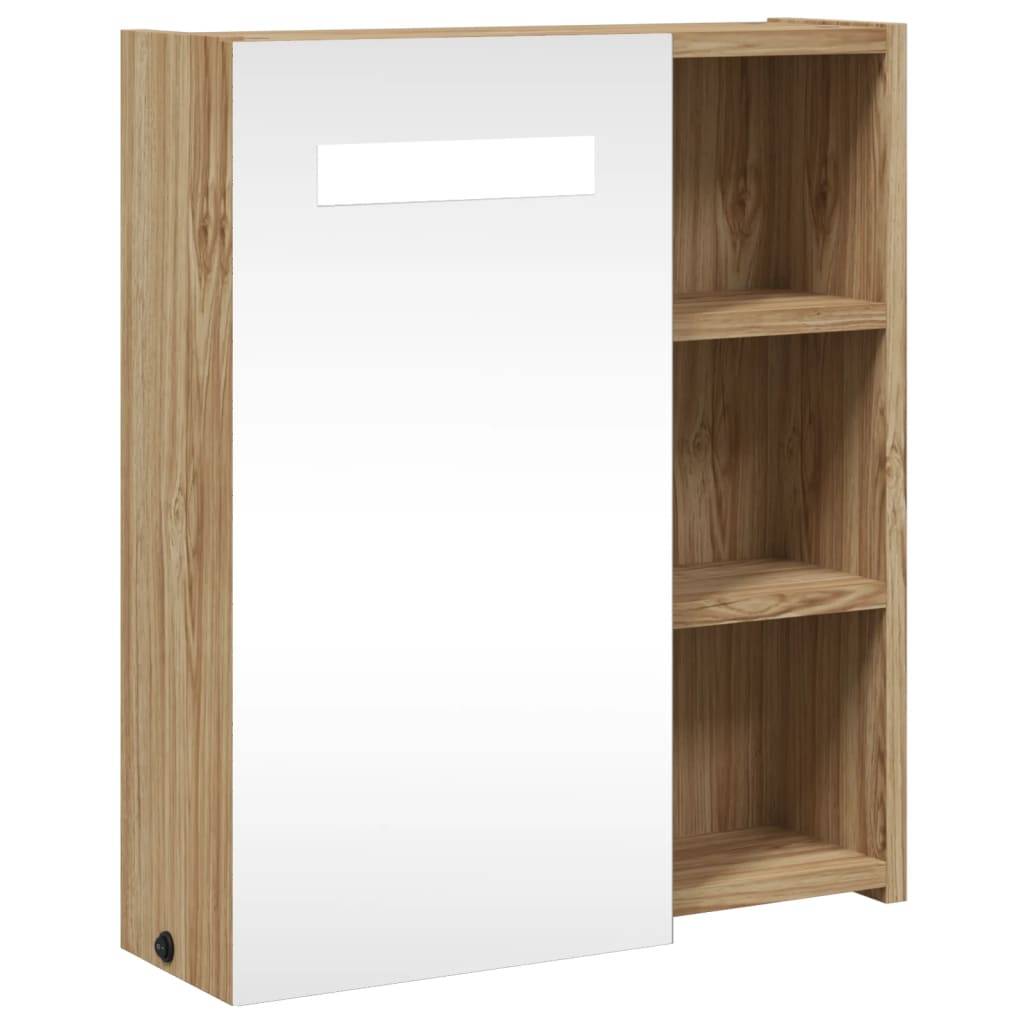 vidaXL Spiegelschrank mit LED-Beleuchtung Eichenoptik 45x13x52 cm